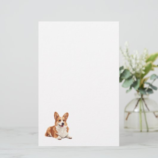 かわいいコルギ犬の文房具 便箋 (スタンド正面)