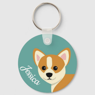 かわいいコルギ犬好きパーソナライズされた キーホルダー