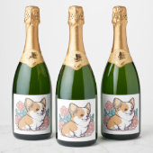 かわいいコルギ スパークリングワインラベル (ボトル)
