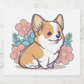 かわいいコルギ スパークリングワインラベル (シングルラベル)