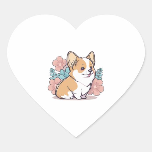 かわいいコルギ ハートシール (正面)