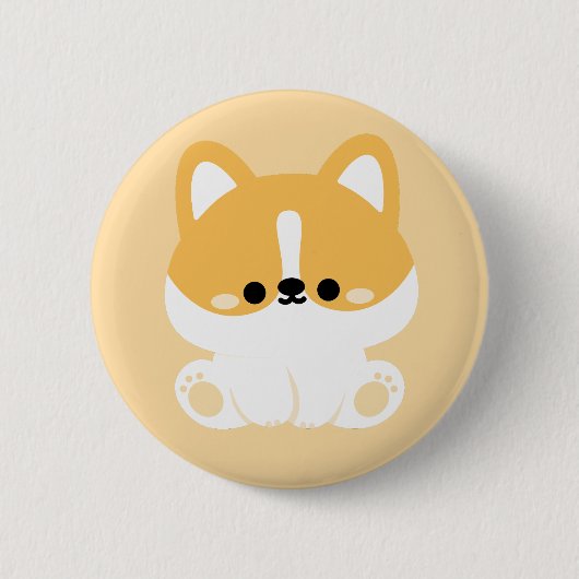 かわいいコルギ 缶バッジ (正面)