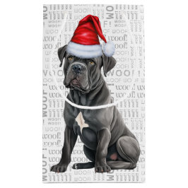 かわいいコルソクリスマスドッグホリデーウーフワードアート スモールペーパーバッグ
