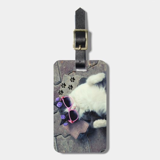 かわいいコンパニオン動物の写真 ラゲッジタグ (正面縦)