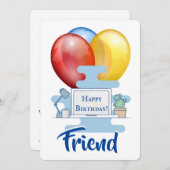 かわいいコンピュータとバルーン誕生日カード サンキューカード (正面/裏面)