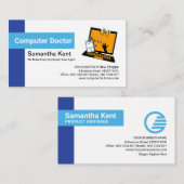 かわいいコンピューターマウステクノロジーPCの修理 名刺 (正面/裏面)