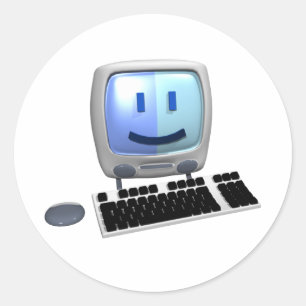 かわいいコンピュータ顔。 ラウンドシール