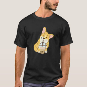 かわいいコーギとボバドッグバブルミルクティー Tシャツ