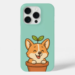 かわいいコーギの植物ポット – 河合犬の電話ケース iPhone 15 PROケース