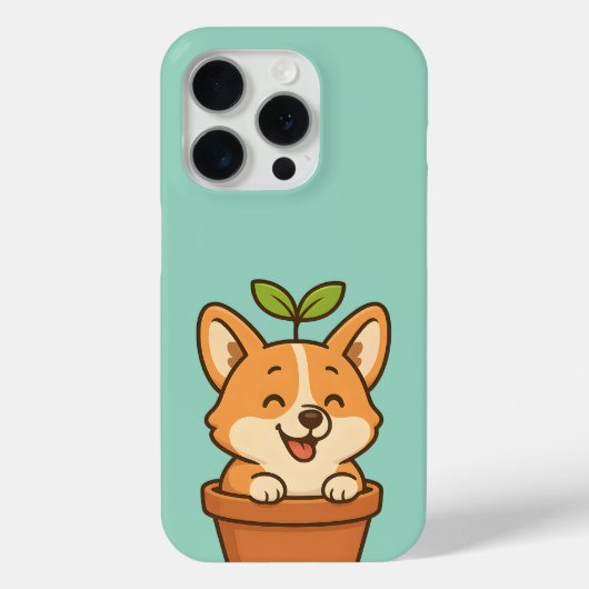 かわいいコーギの植物ポット – 河合犬の電話ケース Case-Mate iPhoneケース (裏面)