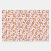 かわいいコーギキュピッド愛犬パターンバレンタインデー ラッピングペーパーシート (正面3)