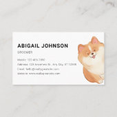 かわいいコーギグルーミング付き水彩色ペットデザイン 名刺 (裏面)