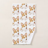 かわいいコーギパピードッグパターン バスタオルセット (ハンドタオル)