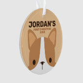 かわいいコーギパーソナライズされた犬 オーナメント (正面)