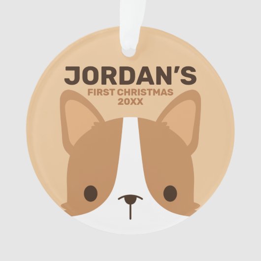 かわいいコーギパーソナライズされた犬 オーナメント (正面)