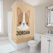 かわいいコーギパーソナライズされた犬 シャワーカーテン (インサイチュ)