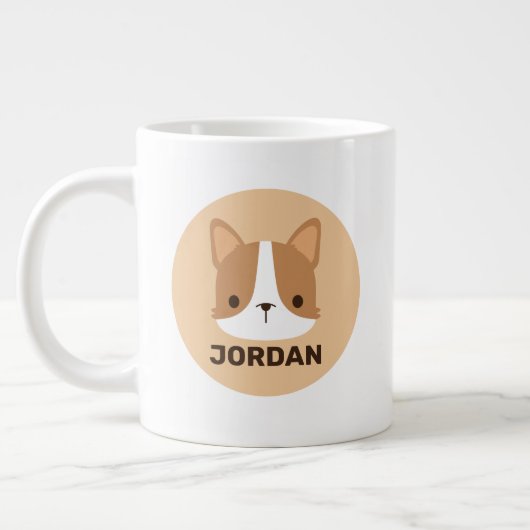 かわいいコーギパーソナライズされた犬 ジャンボコーヒーマグカップ (左)