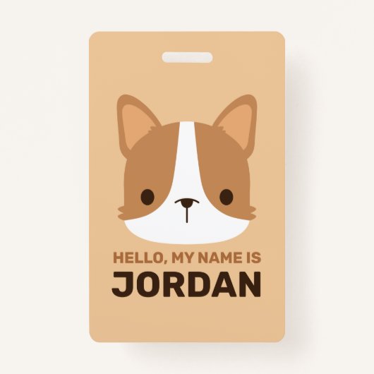 かわいいコーギパーソナライズされた犬 バッジ (正面)