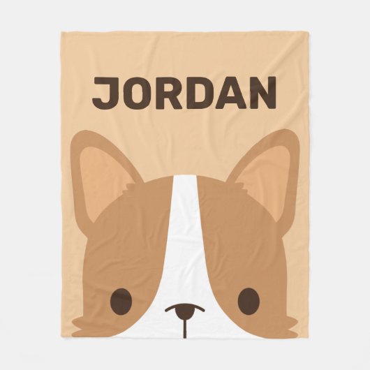 かわいいコーギパーソナライズされた犬 フリースブランケット (正面)