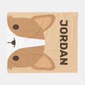かわいいコーギパーソナライズされた犬 フリースブランケット (正面(横))