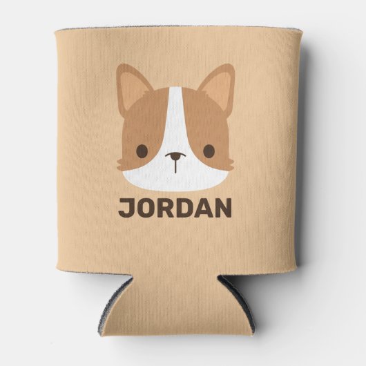 かわいいコーギパーソナライズされた犬 缶クーラー (正面)