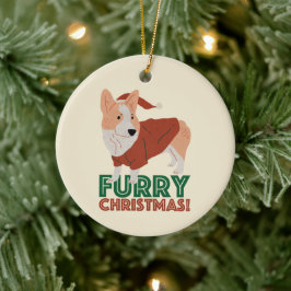 かわいいコーギファーリークリスマス セラミックオーナメント