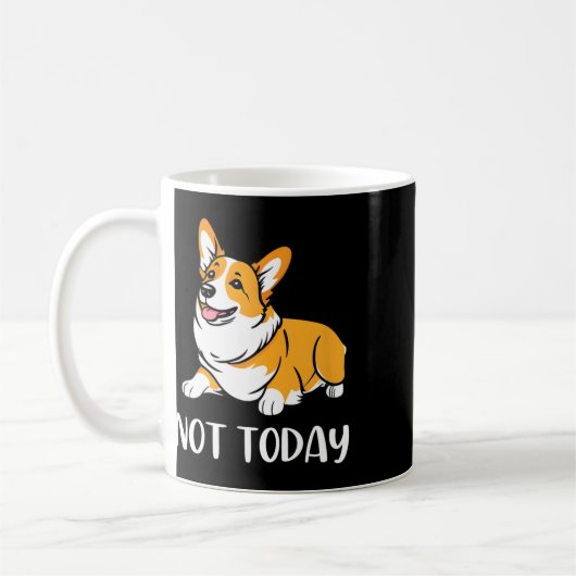かわいいコーギフトおもしろい犬恋人ではない今日の怠惰アニ コーヒーマグカップ (左)