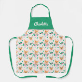かわいいコーギフローラエプロン エプロン (正面)