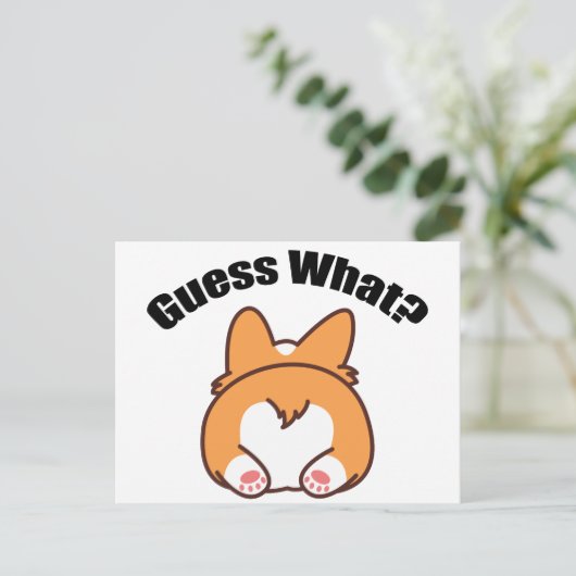 かわいいコーギーお尻ユーモア ポストカード (スタンド正面)