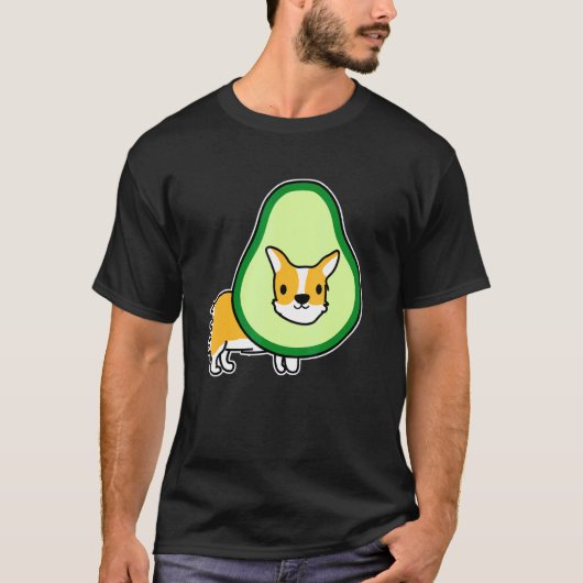 かわいいコーギーとアボカドコーギーのアイデア パレオ Tシャツ (正面)