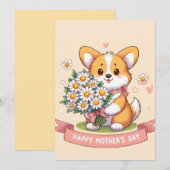 かわいいコーギーとデイジー　お母さんお誕生日おめでとう シーズンカード (正面/裏面)