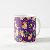 かわいいコーギーと野菜の食事パターン 紫 コーヒーマグカップ (正面右)