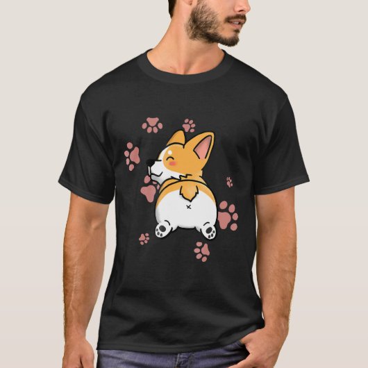 かわいいコーギーのお尻ワンコ Tシャツ (正面)