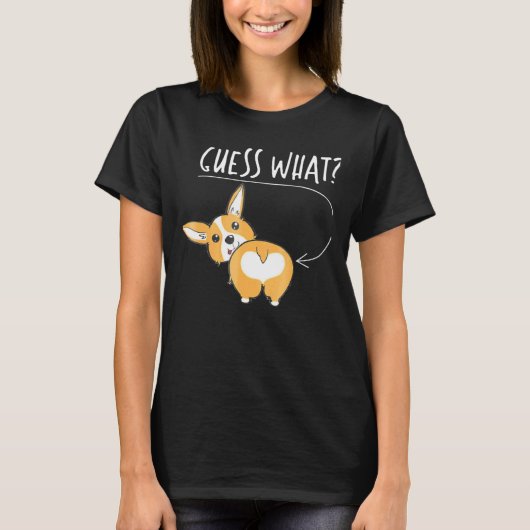かわいいコーギーのお尻 ゲスホワTシャツ Tシャツ (正面)