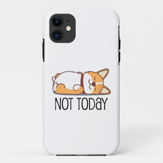 かわいいコーギーのギフト 面白い犬好き 今日はやる気なし 怠け者 Case-Mate iPhoneケース (裏面)