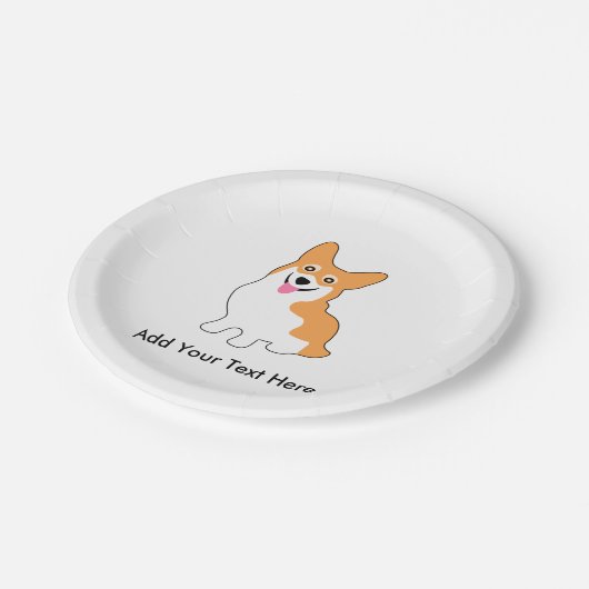 かわいいコーギーのスケッチ-あなた自身の文字を加えて下さい ペーパープレート (アングル)