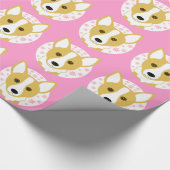 かわいいコーギーのデザインの包装紙 ラッピングペーパー (角)