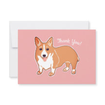 かわいいコーギーのピンクのカスタムで平らなサンキューカード