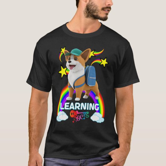 かわいいコーギーの子犬のリュックサック野球帽LEARNING RO Tシャツ (正面)
