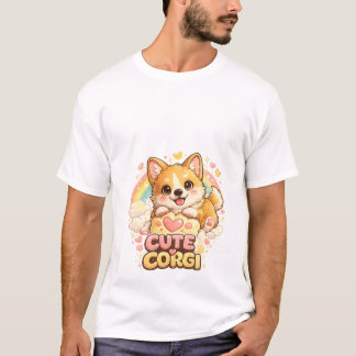 かわいいコーギーの子犬の虹のTシャツ - かわいい犬の愛 Tシャツ