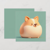 かわいいコーギーの子犬の3Dクレイフラットカードアート (正面/裏面)