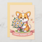 かわいいコーギーの母の日カード シーズンカード (正面/裏面)