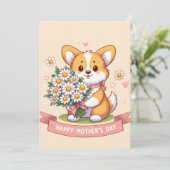 かわいいコーギーの母の日カード シーズンカード (スタンド正面)