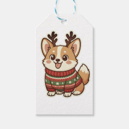 かわいいコーギーの犬のクリスマスセーターギフト包装紙 ギフトタグ