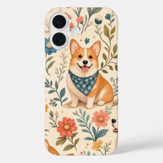 かわいいコーギーの花園パターン Case-Mate iPhoneケース (裏面)