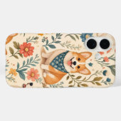 かわいいコーギーの花園パターン Case-Mate iPhoneケース (裏面 (横))