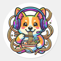 かわいいコーギーゲーマーラーメンバッジ