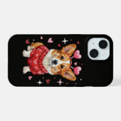 かわいいコーギーバレンタインハートバレンタインデー iPhone 15ケース (裏面横)