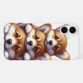 かわいいコーギー仔犬の山積み iPhoneケース (裏面横)