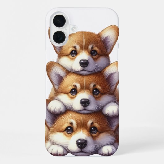 かわいいコーギー仔犬の山積み iPhoneケース (裏面)